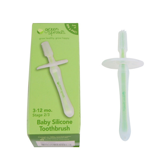 美國小綠芽食品級嬰兒硅膠牙刷