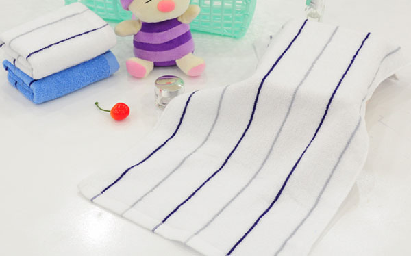 智陽白色條紋兒童毛巾