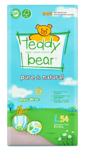 泰迪熊綠色呵護嬰兒紙尿褲大包裝L碼
