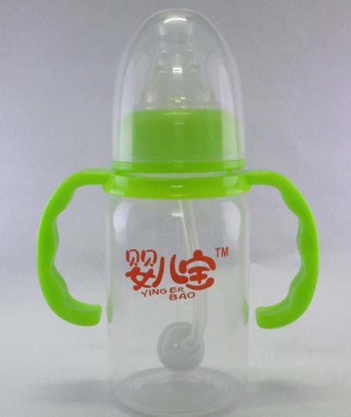 嬰兒寶120ml標(biāo)口徑直身自動手柄奶瓶綠色