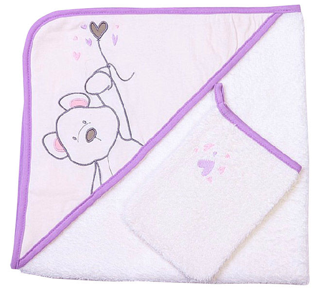 母之戀熊Baby頭包被+嬰兒洗澡手套
