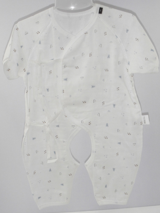 娃愛(ài)的蓓蓓紗布系帶開(kāi)檔連體衣