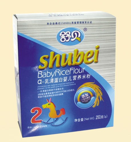 舒貝盒裝α-乳清蛋白嬰兒營(yíng)養(yǎng)米粉2段