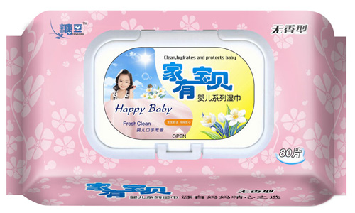 糖豆家有寶貝嬰兒手口80片無(wú)香濕巾