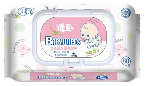 糖豆糖糖嬰兒手口80片無(wú)香濕巾