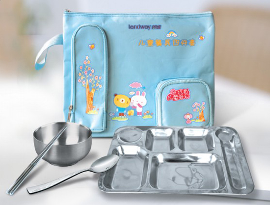 朗維兒童抗菌不銹鋼餐具套裝5件套