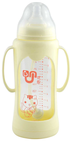 優(yōu)恩寬口防摔防爆玻璃奶瓶260ml