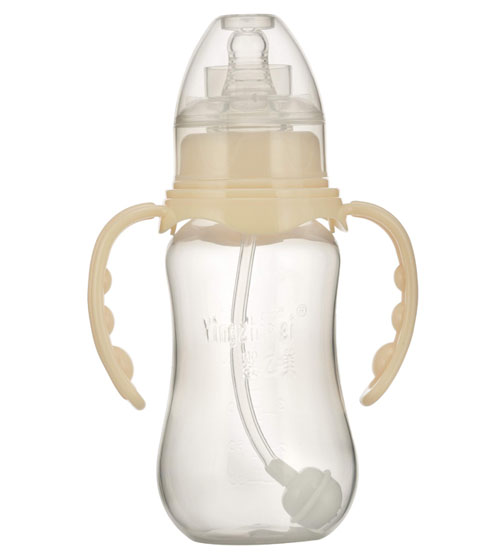 嬰之美標(biāo)口雙耳自動圓弧PP奶瓶180ML乳白色