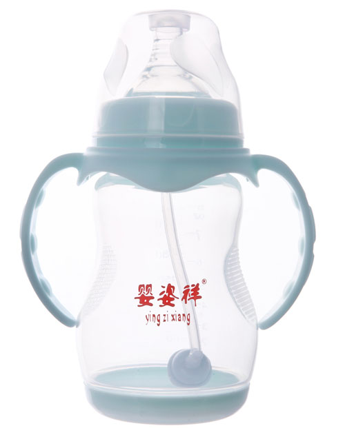 嬰姿祥8安PP寬口雙耳自動(dòng)弧形帶底奶瓶(磨砂)240ml
