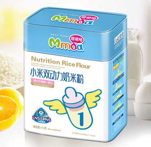 萌萌噠450克方鐵聽(tīng)益生元胡蘿卜小米奶米粉