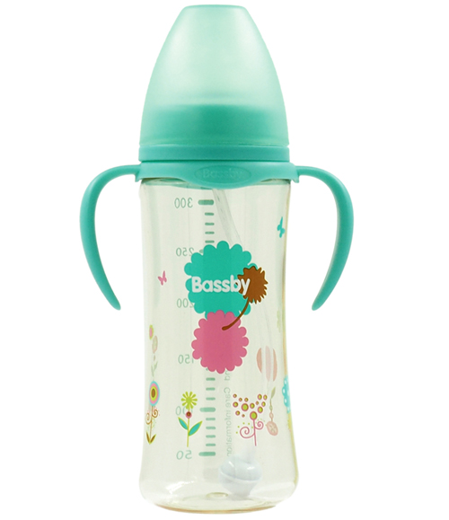 貝斯比寬口弧形PPSU自動奶瓶300ml綠色