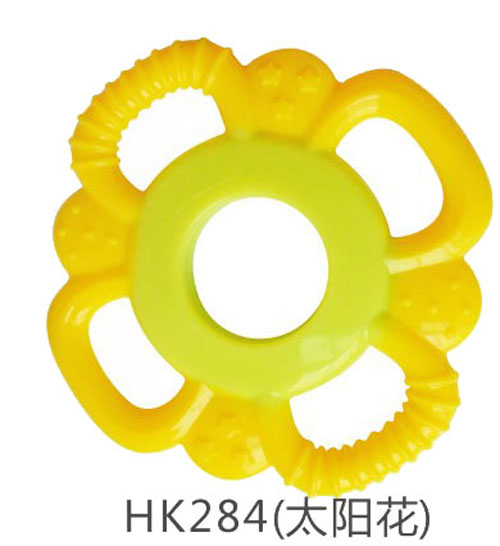 好可愛(ài)太陽(yáng)花全硅膠磨牙器