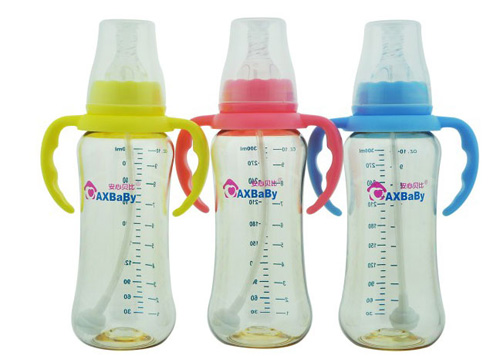 安心貝比雙柄標口自動吸管弧形奶瓶300ml