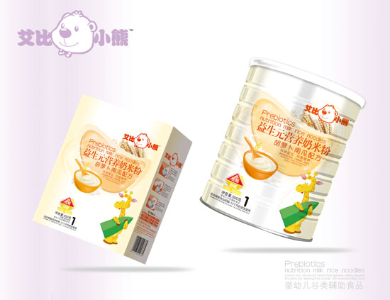 艾比小熊胡蘿卜南瓜益生元營(yíng)養(yǎng)奶米粉
