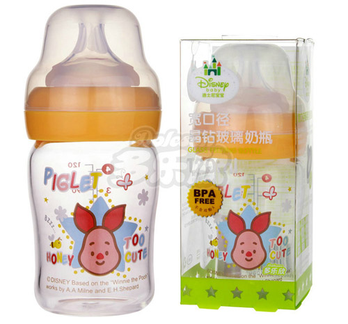 迪士尼寶寶寬口徑晶鉆玻璃奶瓶(小號)180ml