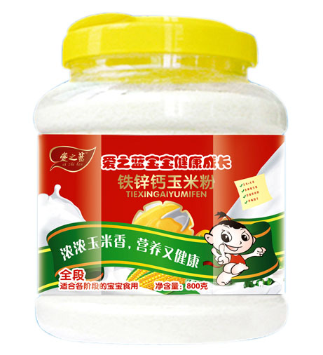 愛(ài)之藍(lán)鐵鋅鈣玉米粉800g透明桶裝