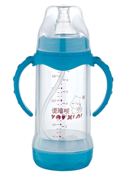 優(yōu)嘻噯雙柄全自動(dòng)防爆玻璃奶瓶210ml藍(lán)色
