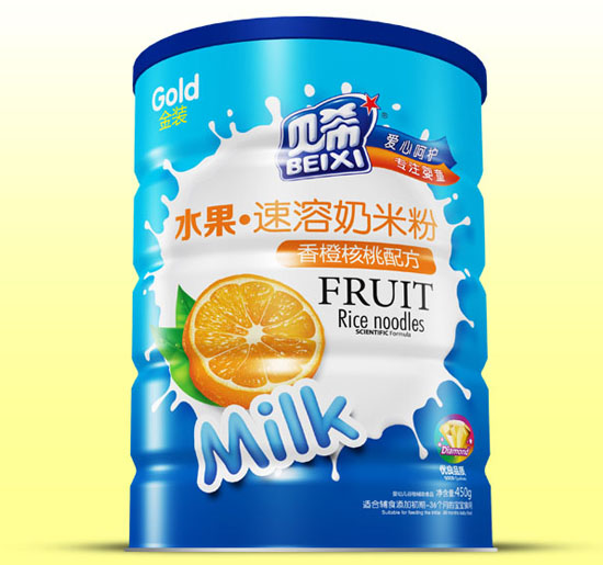 貝希香橙核桃水果速溶奶米粉鐵聽(tīng)