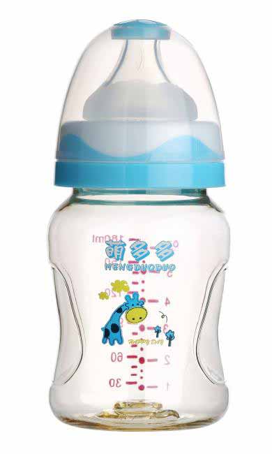 萌多多PPSU寬口180ml雙色蘭白新生兒奶瓶