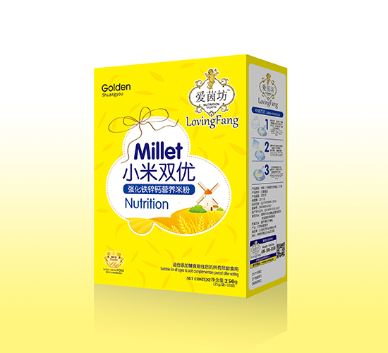 愛茵坊小米雙優(yōu)強(qiáng)化鐵鋅鈣營(yíng)養(yǎng)米粉盒裝