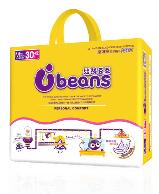 悠然豆豆柔薄金呵護嬰兒紙尿片M32片