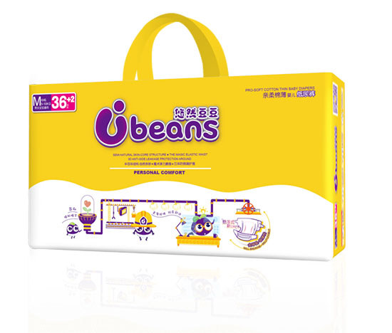 悠然豆豆半芯體輕柔棉薄嬰兒紙尿褲M38片