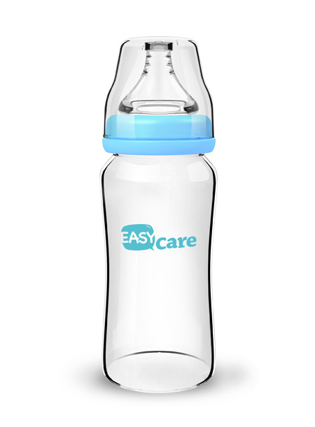 伊斯卡爾240ml玻璃寬口徑奶瓶(藍色)