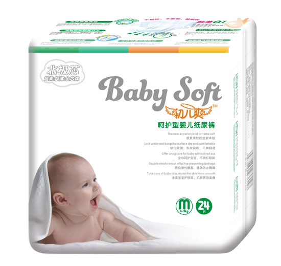 初兒爽北極芯呵護(hù)型嬰兒紙尿褲M(mǎn)碼24片