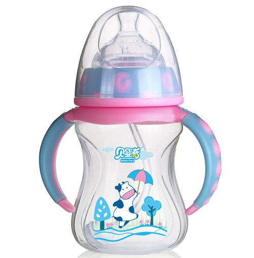 貝嬰奇180ml寬口蓮花雙色奶瓶藍色