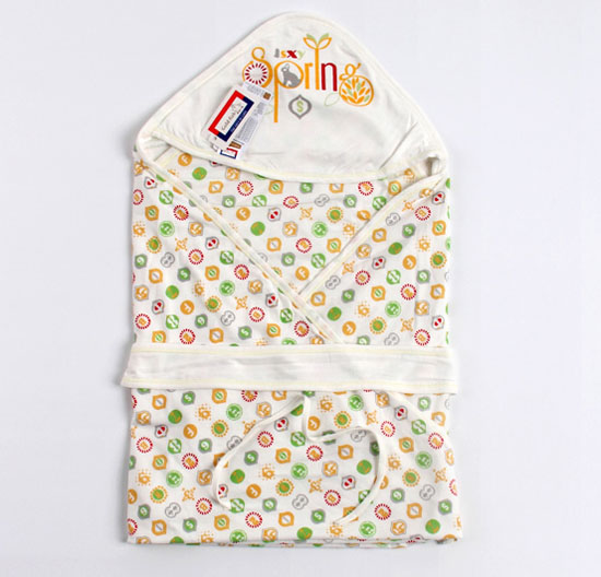 金色小魚(yú)米白純棉單面抱