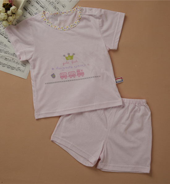 金色小魚精棉素色單面快樂之旅短袖肩開套