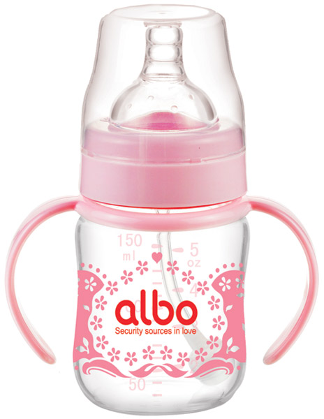 愛樂寶150ml自動(dòng)晶鉆玻璃奶瓶粉紅