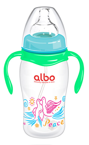 愛樂寶300ml寬口圓弧自動(dòng)奶瓶綠色