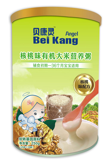 貝康靈核桃味有機大米營養(yǎng)粥(聽裝)