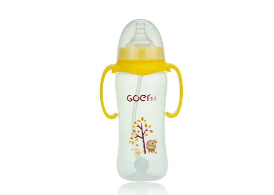 果兒330ML寬口PP弧型自動(dòng)吸奶瓶黃色