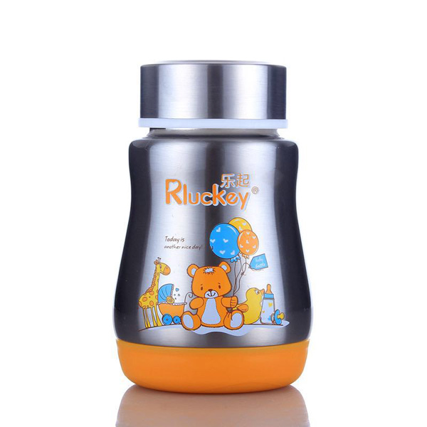 樂(lè)起不銹鋼保溫奶瓶 黃色無(wú)柄