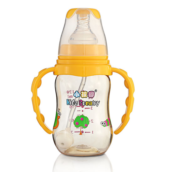 小孩國初生標(biāo)口弧形自動(dòng)PPSU安全奶瓶120ML黃色