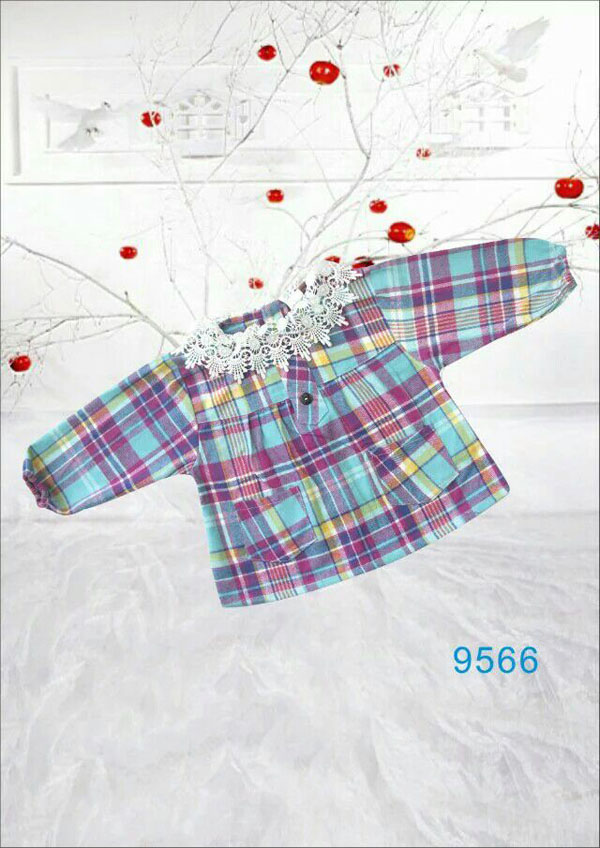 快樂小天天格子布防水罩衣 紅色格子