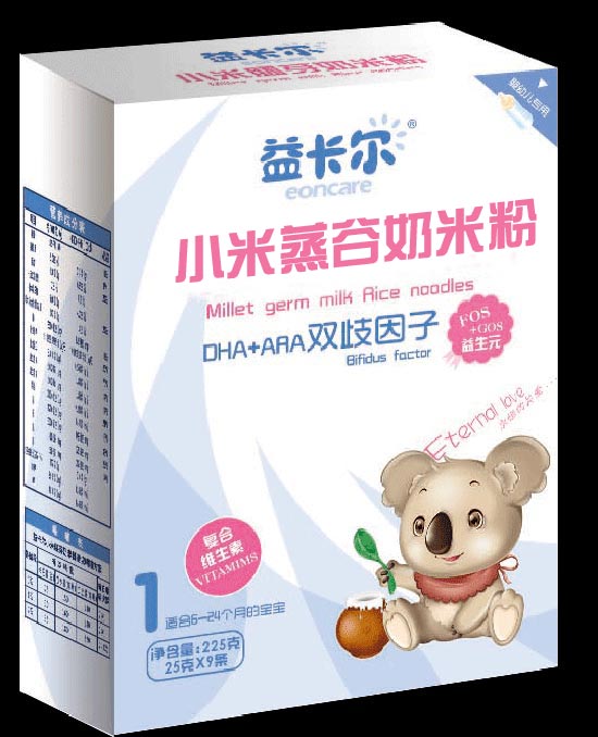 益卡爾DHA+AA雙歧因子小米蒸谷奶米粉1段
