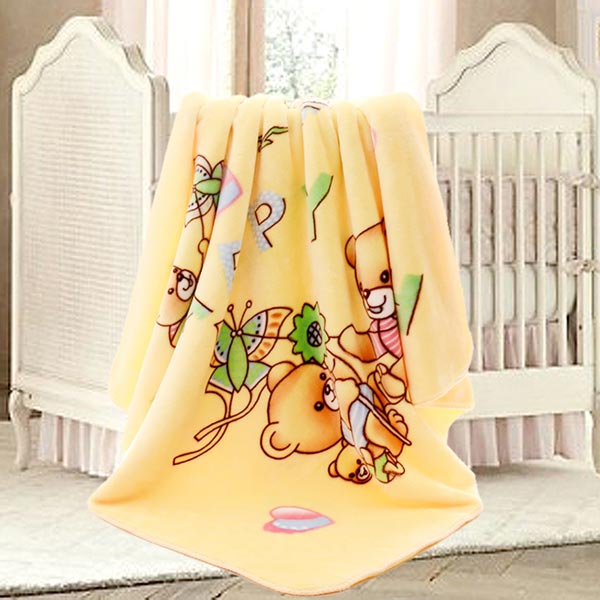 亞奧超柔云毯歡樂(lè)熊黃色