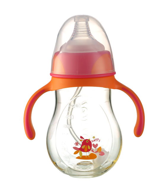 優(yōu)嘻噯黃金PA自動奶瓶240ml橙色