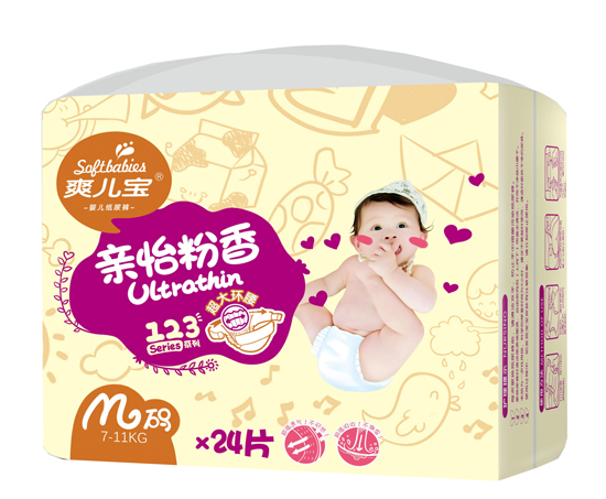 爽兒寶超吸收親怡粉香紙尿褲中號