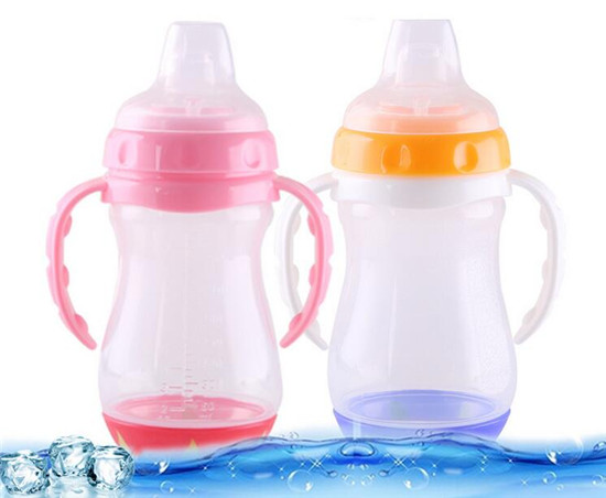 愛(ài)嬰寶嬰兒感溫帶柄PP學(xué)飲杯270ml