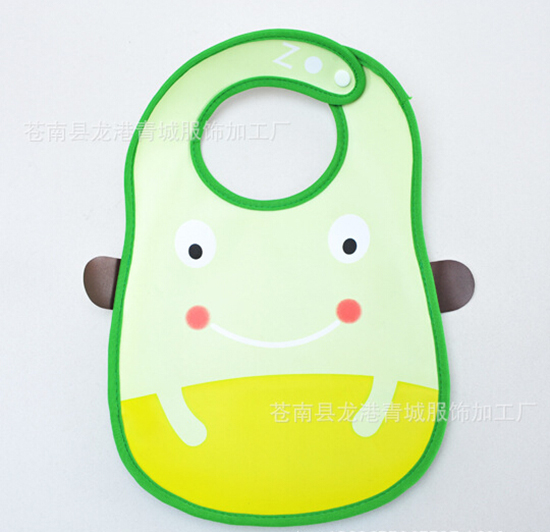 嬰兒童防水PVC軟塑料立體圍嘴黃