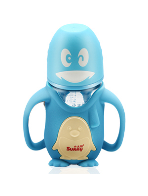 小太陽(yáng)可愛企鵝寬口徑防摔玻璃奶瓶260ML