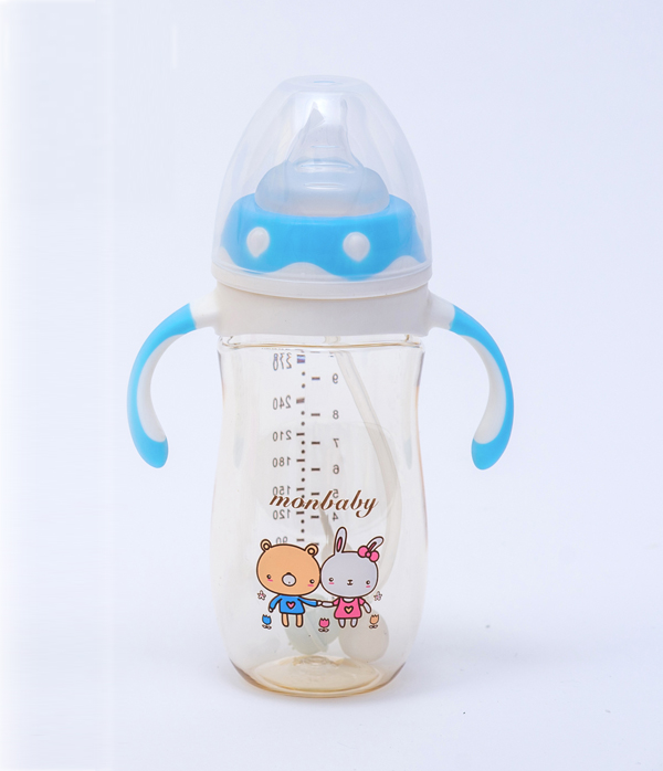 盟寶企鵝型PPSU奶瓶藍色240ml