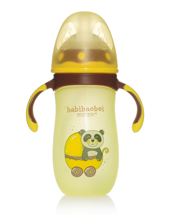 芭芘寶貝高硼硅包膠玻璃奶瓶 黃色