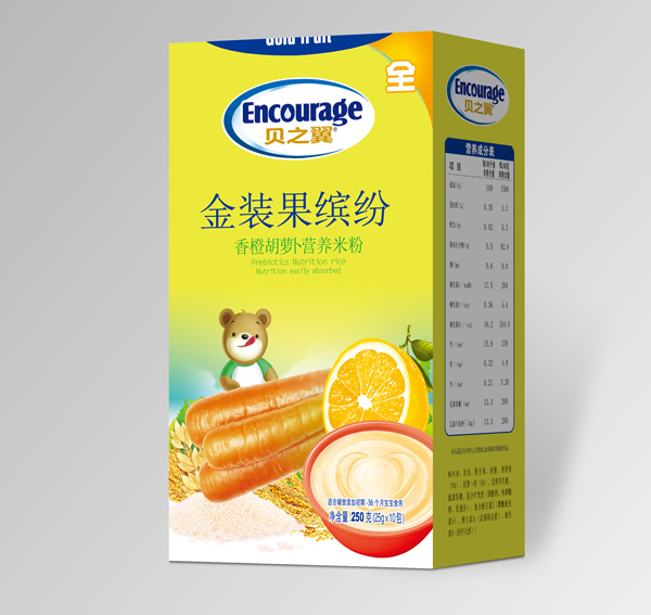 貝之翼金裝果繽紛-香橙胡蘿卜營養(yǎng)米粉盒裝