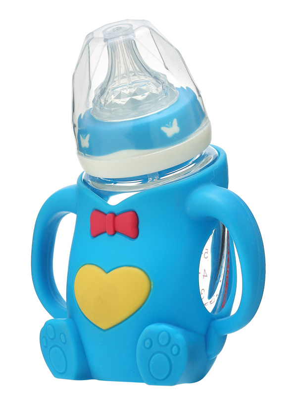 靚仔博士寬口卡通抗摔玻璃奶瓶 藍(lán)色