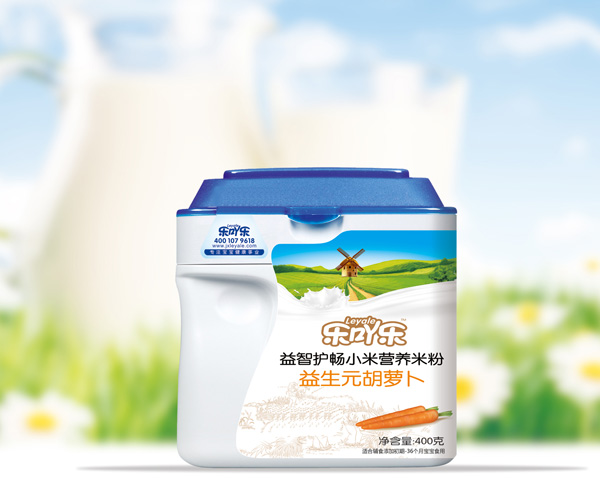 樂吖樂益智護(hù)暢小米營養(yǎng)米粉益生元胡蘿卜桶裝